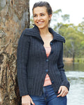 PT 8332 - Ribbed Cardigan with Wide Collar - Knitting Pattern