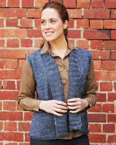 Open Shawl Collar Vest - Knitting Pattern | PT 8342