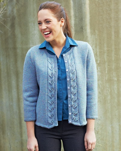 PT 8343 - Cardigan with Leaf Lace Band - Knitting Pattern