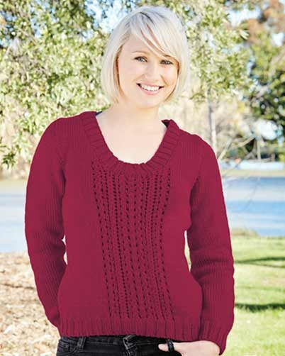 PT 8369 - Lace Panel Jumper - Knitting Pattern