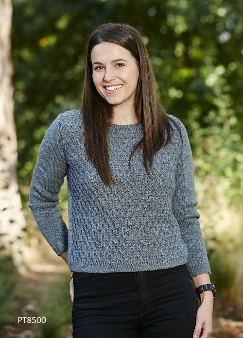 PT 8500 - Reverse bubble stitch jumper - Knitting Pattern