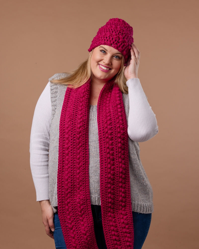Pretty Puff Crochet Scarf and Beanie - Crochet Pattern | PT 8717