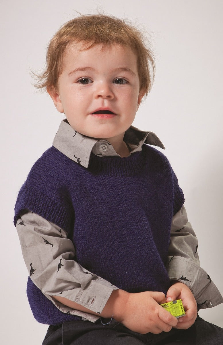 PT 8525 - Kids V or Round Neck Vest - Knitting Pattern