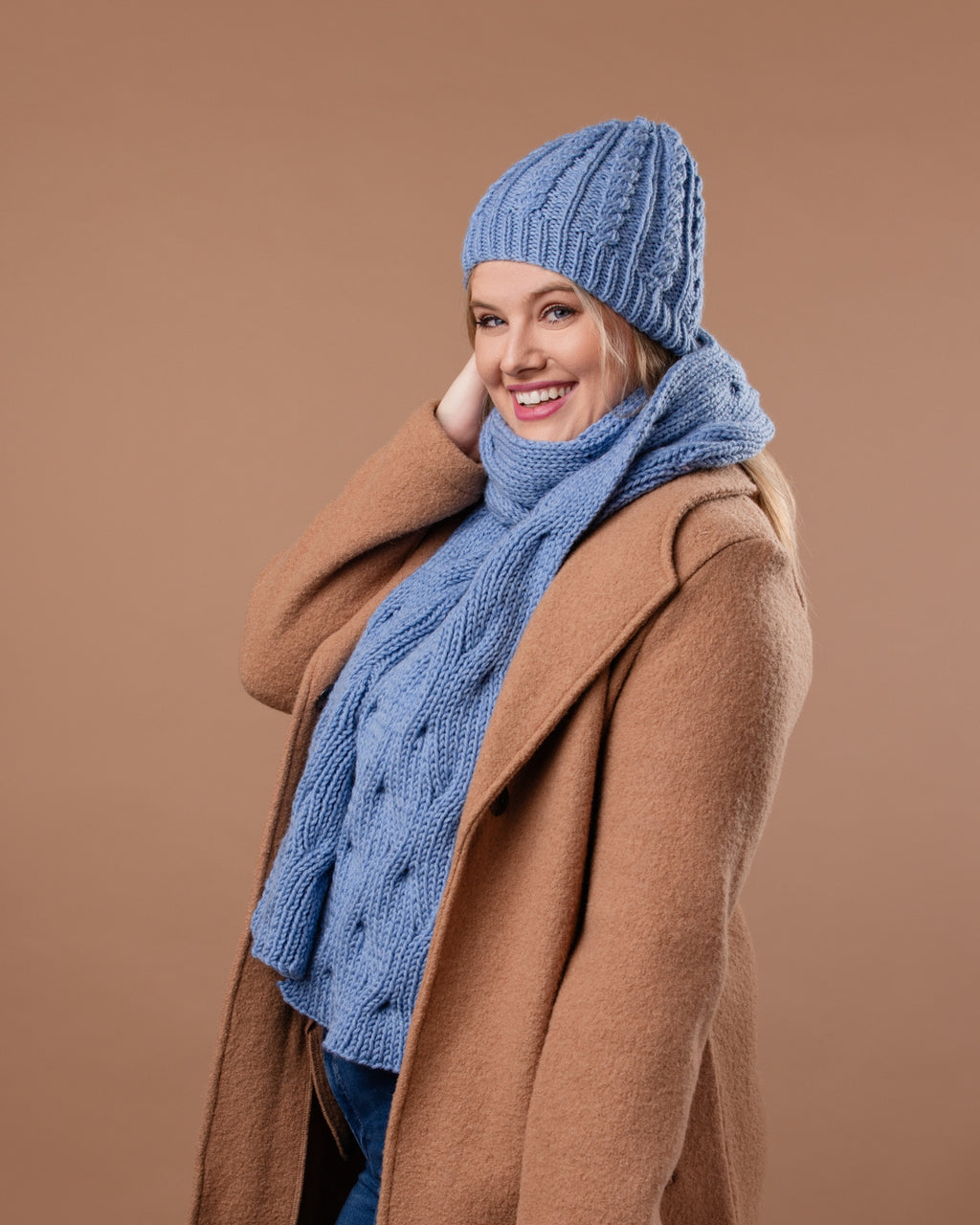 Waterfall Scarf and Beanie - Adults Knitting Pattern | PT 8713